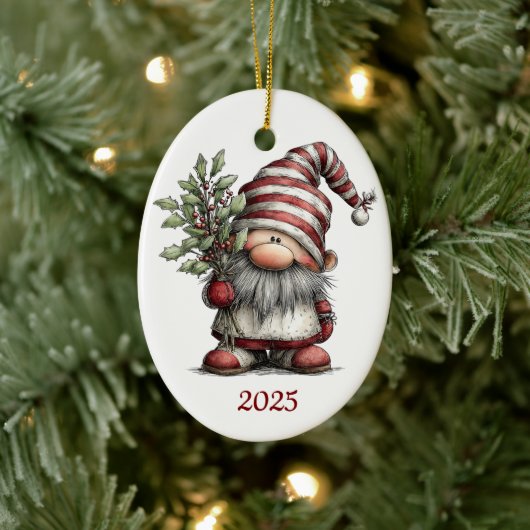 Gnome keramische ovale kerstornament keramisch ornament (Boom)