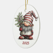 Gnome keramische ovale kerstornament keramisch ornament (Links)