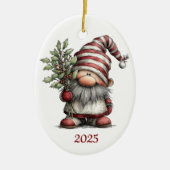 Gnome keramische ovale kerstornament keramisch ornament (Voorkant)