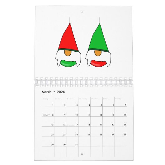 Gnome kerst Bauble Kalender (Mar 2026)
