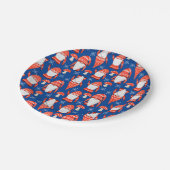 Gnome kerst blauwe rode noordse moderne papieren bordje (Gekanteld)