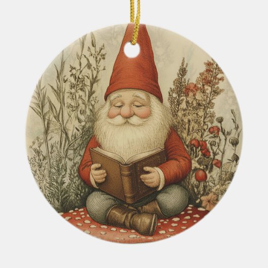 Gnome Kerst Ornament Voor Boekliefhebbers (Voorkant)