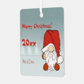 Gnome Kerst sneeuwfoto Metalen Vierkant Ornament (Voorkant links)