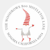 Gnome kerstabel — envelopzegel ronde sticker (Voorkant)