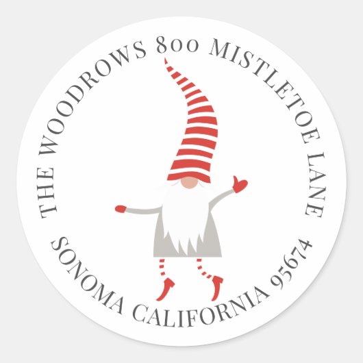 Gnome kerstabel — envelopzegel ronde sticker (Voorkant)