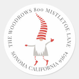 Gnome kerstabel — envelopzegel ronde sticker