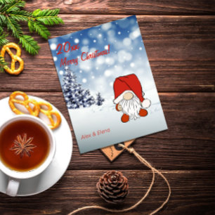 Gnome kerstboom sneeuw feestdagenkaart