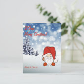 Gnome kerstboom sneeuw feestdagenkaart (Staand voorkant)