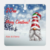 Gnome Kerstboom Snow Metal Square Ornament (Voorkant)