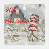 Gnome Kerstboom Snow Metal Square Ornament (Voorkant)