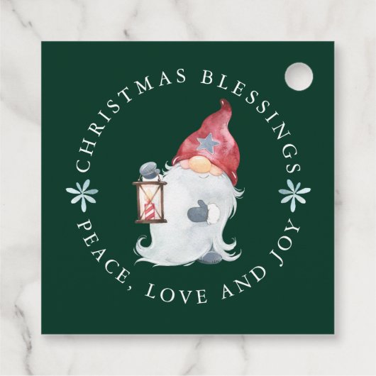 Gnome kerstcadeautjes Peace Love Joy Bedankjes Labels (Achterkant)