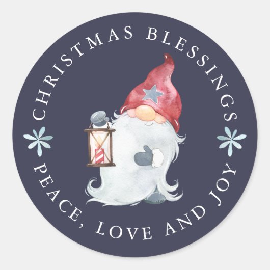 Gnome kerstcadeautjes Peace Love Joy Ronde Sticker (Voorkant)