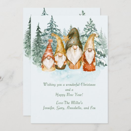 Gnome kerstfeestdag Kaart (Voorkant / Achterkant)