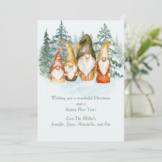 Gnome kerstfeestdag Kaart (Staand voorkant)