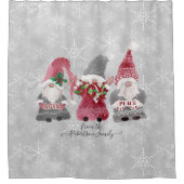 Gnome kerstliefde Joy Peace Snowflakes Family Douchegordijn (Voorkant)