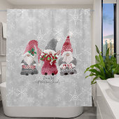 Gnome kerstliefde Joy Peace Snowflakes Family Douchegordijn