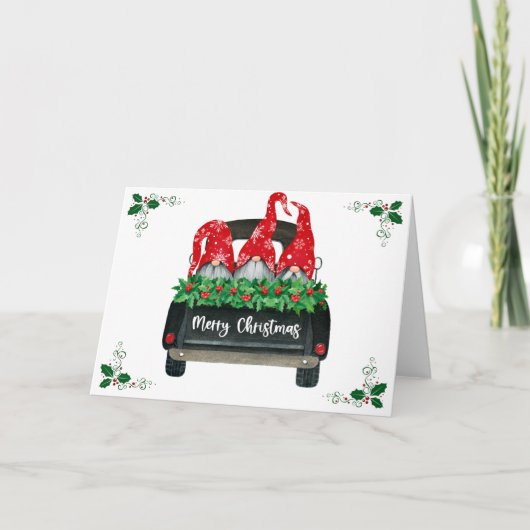Gnome Kerstmis Feestdagen Kaart (Voorkant)