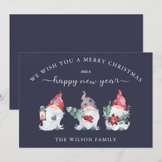 Gnome Kerstmis Feestdagenkaart (Voorkant / Achterkant)