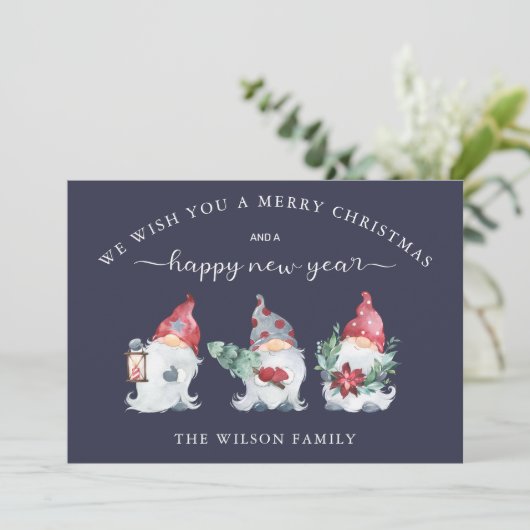 Gnome Kerstmis Feestdagenkaart (Staand voorkant)