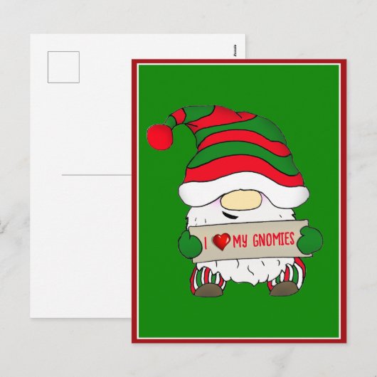 Gnome Kerstmis Feestdagenkaart (Voorkant / Achterkant)