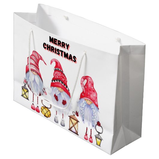 Gnome Kerstmis Groot Cadeauzakje (Voorkant Gekanteld)