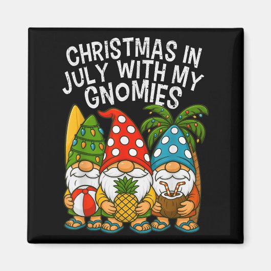 Gnome Kerstmis in juli met mijn Gnomies Summer Vac Magneet (Voorkant)