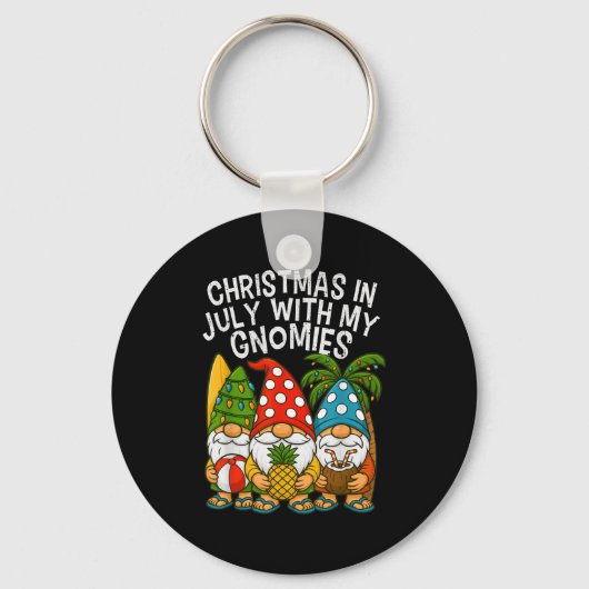 Gnome Kerstmis in juli met mijn Gnomies Summer Vac Sleutelhanger (Voorkant)