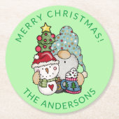 Gnome Kerstmis Ronde Kartonnen Onderzetter (Voorkant)