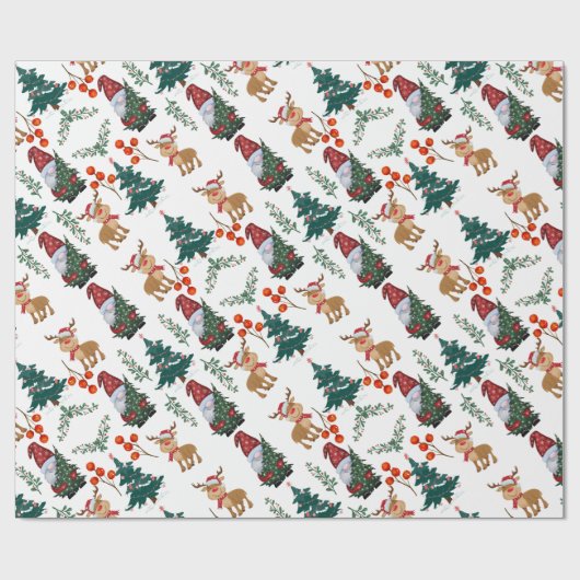 Gnome Kerstmis Scandinavian Cadeaupapier (Vlak)