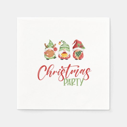 Gnome kerstparty Napkin Servet (Voorkant)