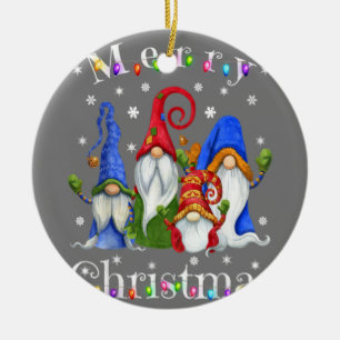 Gnome kerstpyjama's - Garden Gnome Merry Chris Keramisch Ornament