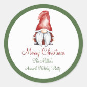 Gnome, kerstronkelaarster ronde sticker (Voorkant)