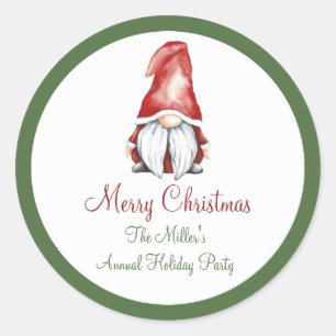 Gnome, kerstronkelaarster ronde sticker