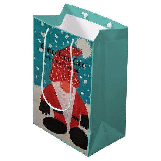 Gnome kersttas medium cadeauzakje (Voorkant Gekanteld)