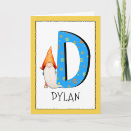 Gnome Kinder letter D Naam en leeftijd Verjaardag  Kaart