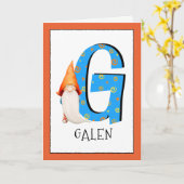 Gnome Kinder letter G Naam en leeftijd Verjaardag  Kaart (Gele Bloem)