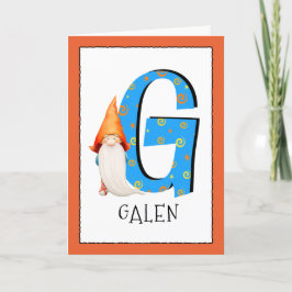 Gnome Kinder letter G Naam en leeftijd Verjaardag Kaart