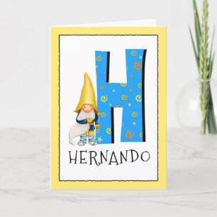 Gnome Kinder Letter H Name and Age Birthday Greeti Kaart