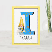 Gnome Kinder letter I Naam en leeftijd Verjaardag  Kaart (Voorkant)