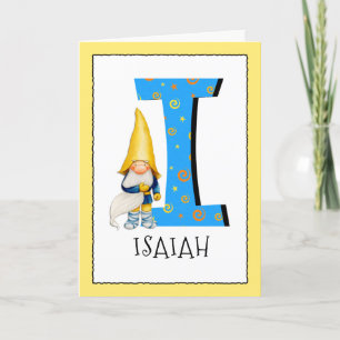Gnome Kinder Letter I Name and Age Birthday Greeti Kaart