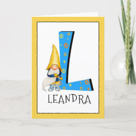 Gnome Kinder letter L Naam en leeftijd Verjaardag Kaart