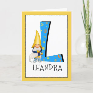 Gnome Kinder Letter L Name and Age Birthday Greeti Kaart