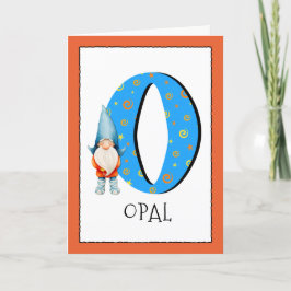Gnome Kinder letter O Naam en leeftijd Verjaardag  Kaart