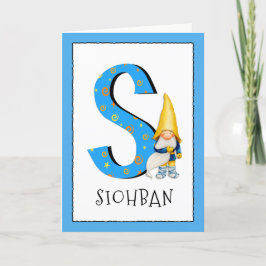 Gnome Kinder letter S Naam en leeftijd Verjaardag  Kaart