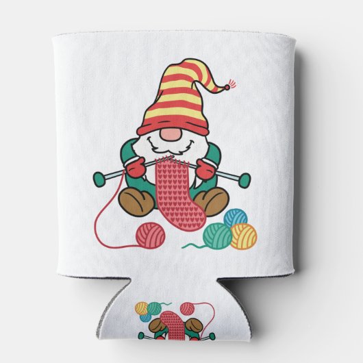 Gnome Knitting Cute Knitter Gift Nordic Gnomen Blikjeskoeler (Achterkant)