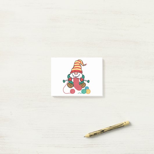 Gnome Knitting Cute Knitter Gift Nordic Gnomen Post-it® Notes (Op bureau)