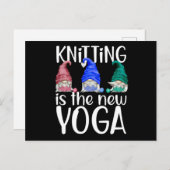 Gnome Knitting Knitting is de nieuwe Yoga Briefkaart (Voorkant / Achterkant)
