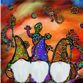 Gnome Kokopelli Art Vierkante Sticker