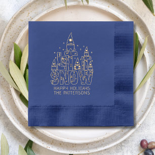 Gnome Laat Het Sneeuw Kerstmis Feestdagen Geperson Folie Servetten