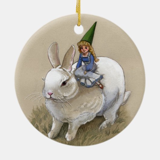 Gnome Lady en White Rabbit Ornament (Achterkant)
